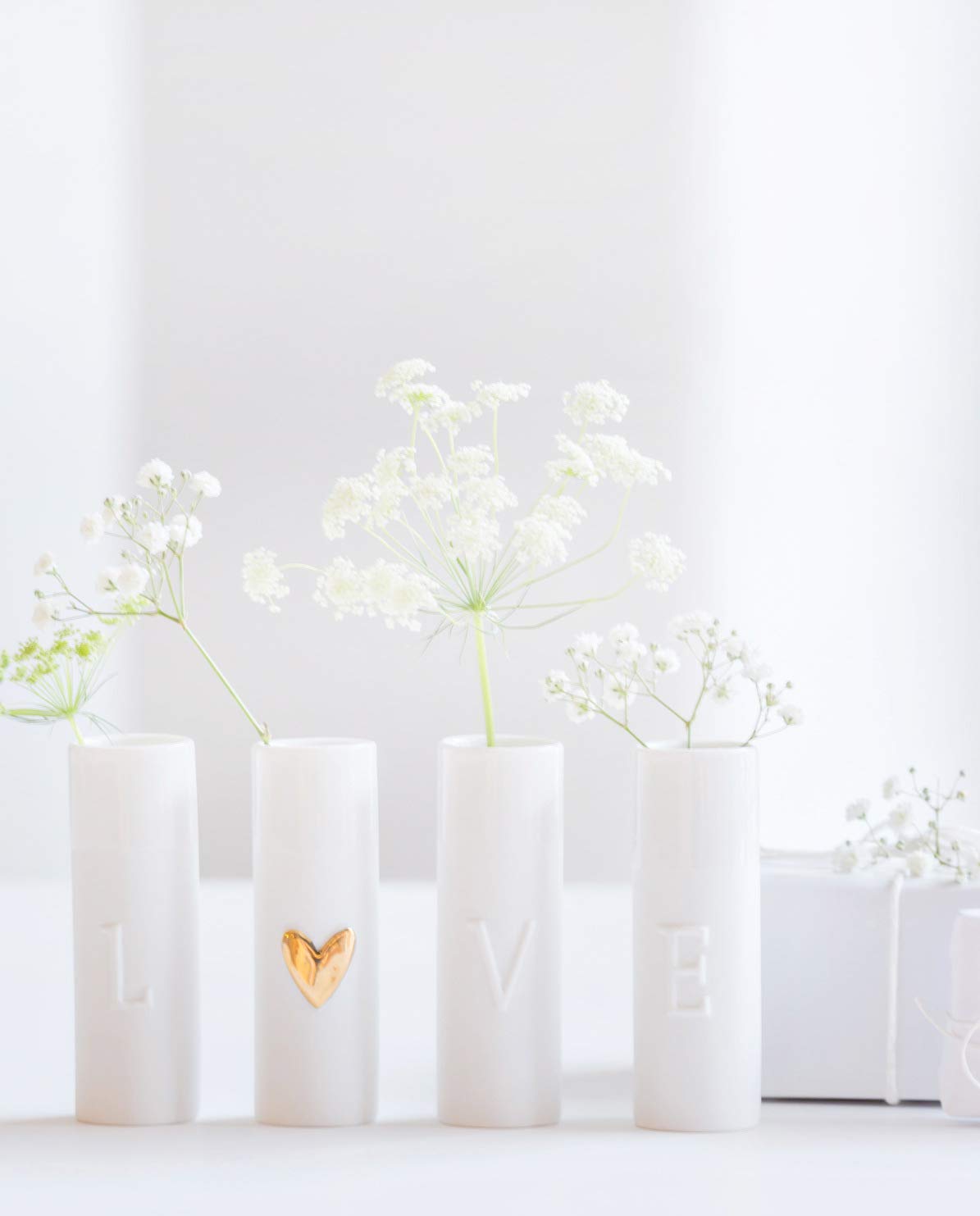 Mini Vases Set of 4 - Small Decorative Flower Vases for Home, Office, Wedding & Table Centerpiece Decor