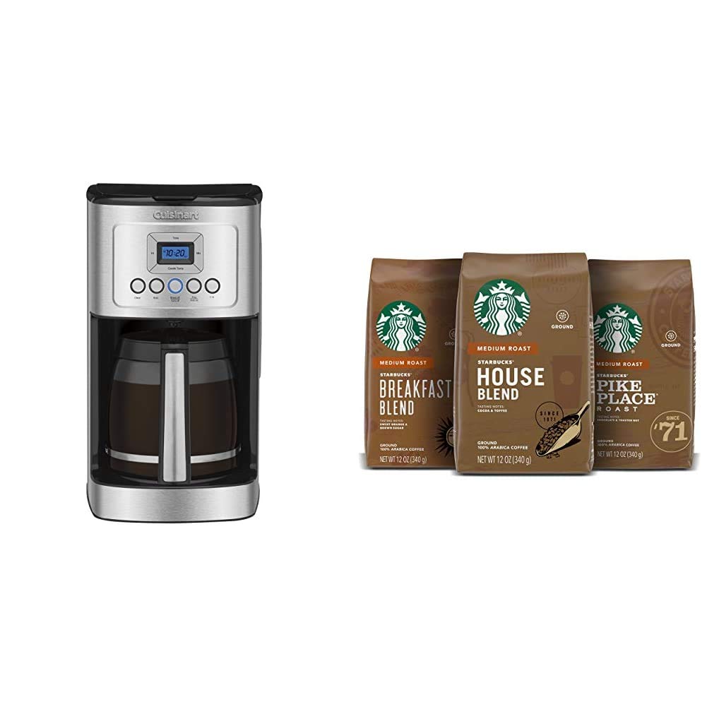 Cuisinart 14-Cup Programmable Coffee Maker with Thermal Carafe & Starbucks Ground Coffee Variety Pack - Perfect for Home, Office, and Entertaining