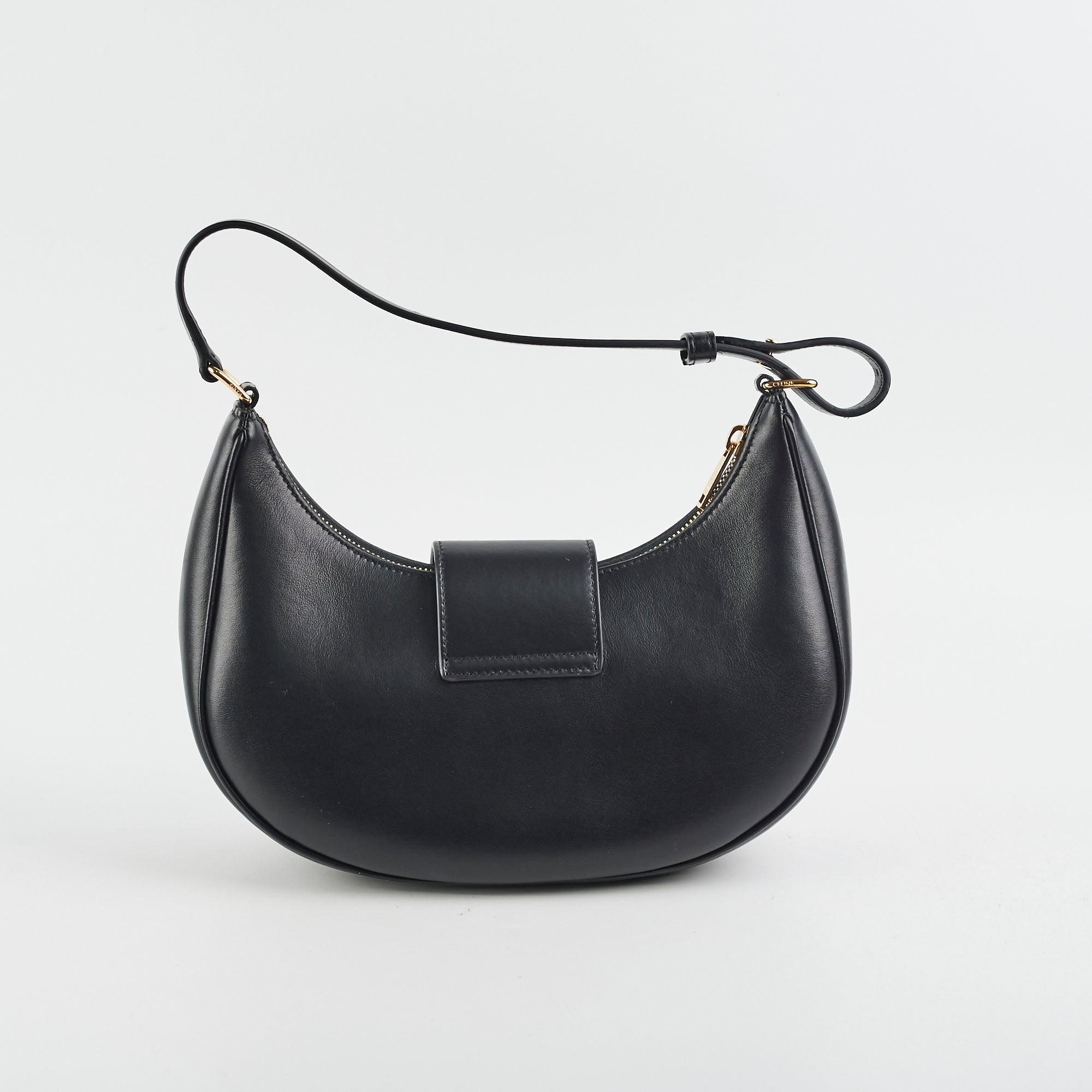 Celine Triomphe Black Calfskin Shoulder Bag for Women | Luxury Leather Handbag | Fashionable Crossbody Purse for Work, Travel & Evening Events
