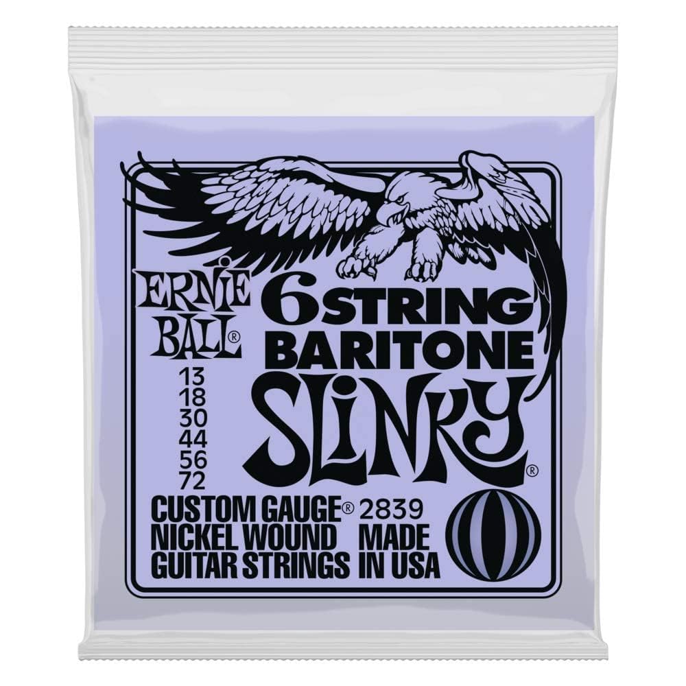 Ernie Ball 6-String Baritone Slinky Nickel Wound Electric Guitar Strings, 13-72 Gauge (P02839) - Perfect for Heavy Riffs, Drop Tuning & Extended Range Playing