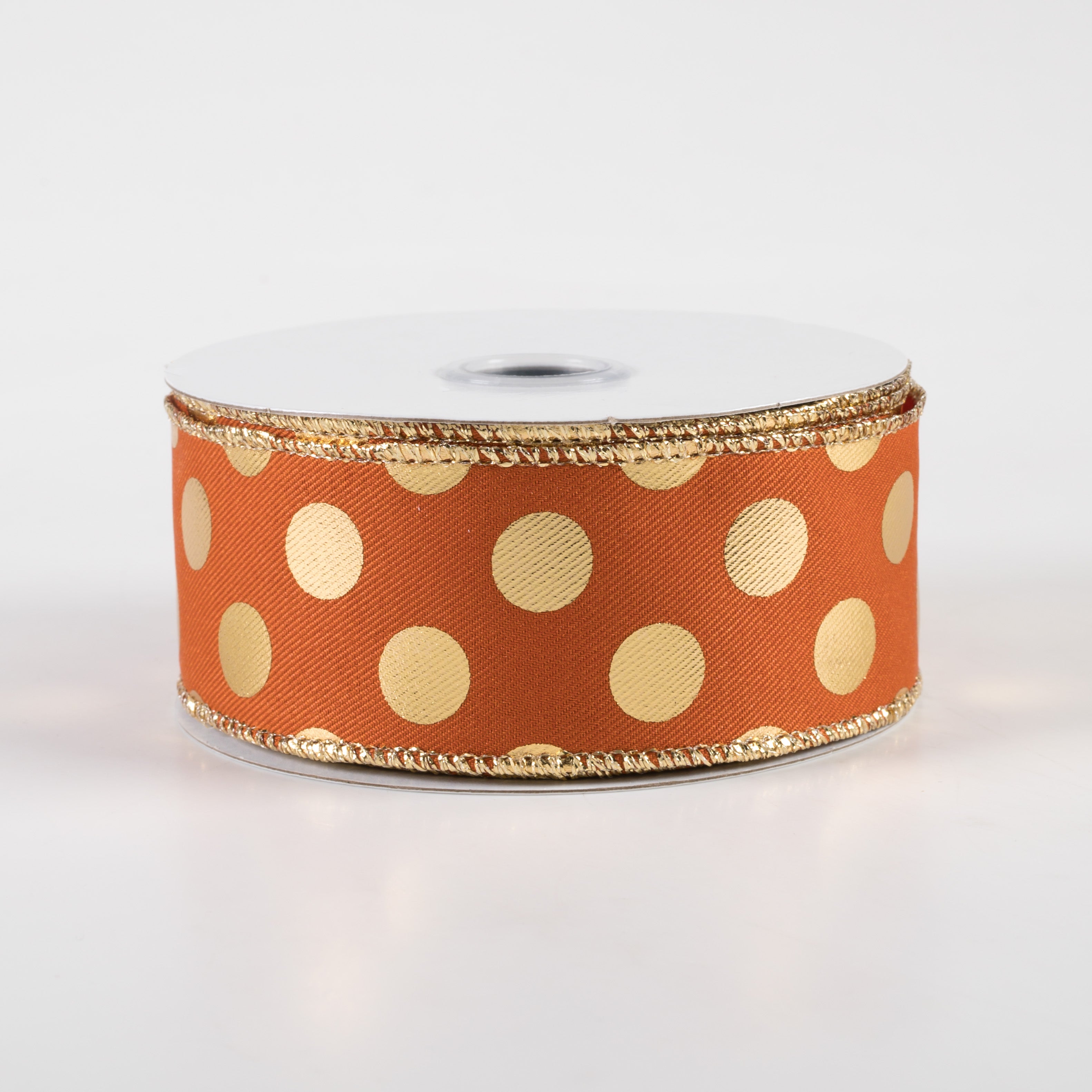1.5 Inch Metallic Polka Dot Ribbon - Gold Autumn Decorative Craft Ribbon (10 Yards) for Gift Wrapping, DIY Scrapbooking & Holiday Decorations