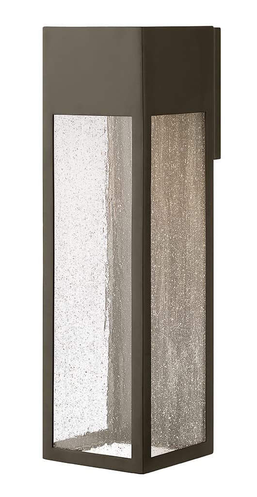 Hinkley Rook Medium Wall Mount Outdoor Lantern - Modern Dark Sky Approved 1-Light Exterior Light Fixture with Clear Seedy Glass & Included Bulb, Bronze Aluminum Finish - Perfect for Porch, Patio, and Entryway Lighting
