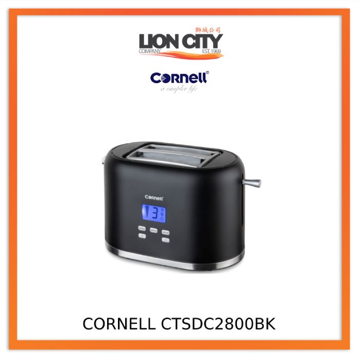 Cornell CTSDC2800BK 2-Slice Digital Pop Up Toaster - Stainless Steel, Wide Slots, 7 Shade Settings, Bagel & Defrost Functions - Perfect for Breakfast, Office, Dorm & Kitchen Use