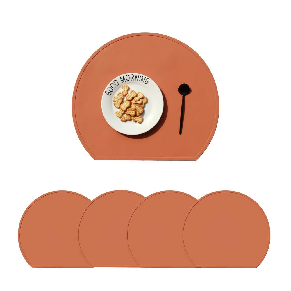 TIKY Non-Slip Silicone Placemats Set of 4 - Heat Resistant Table Mats for Dining, Coffee & Kids | 14.9