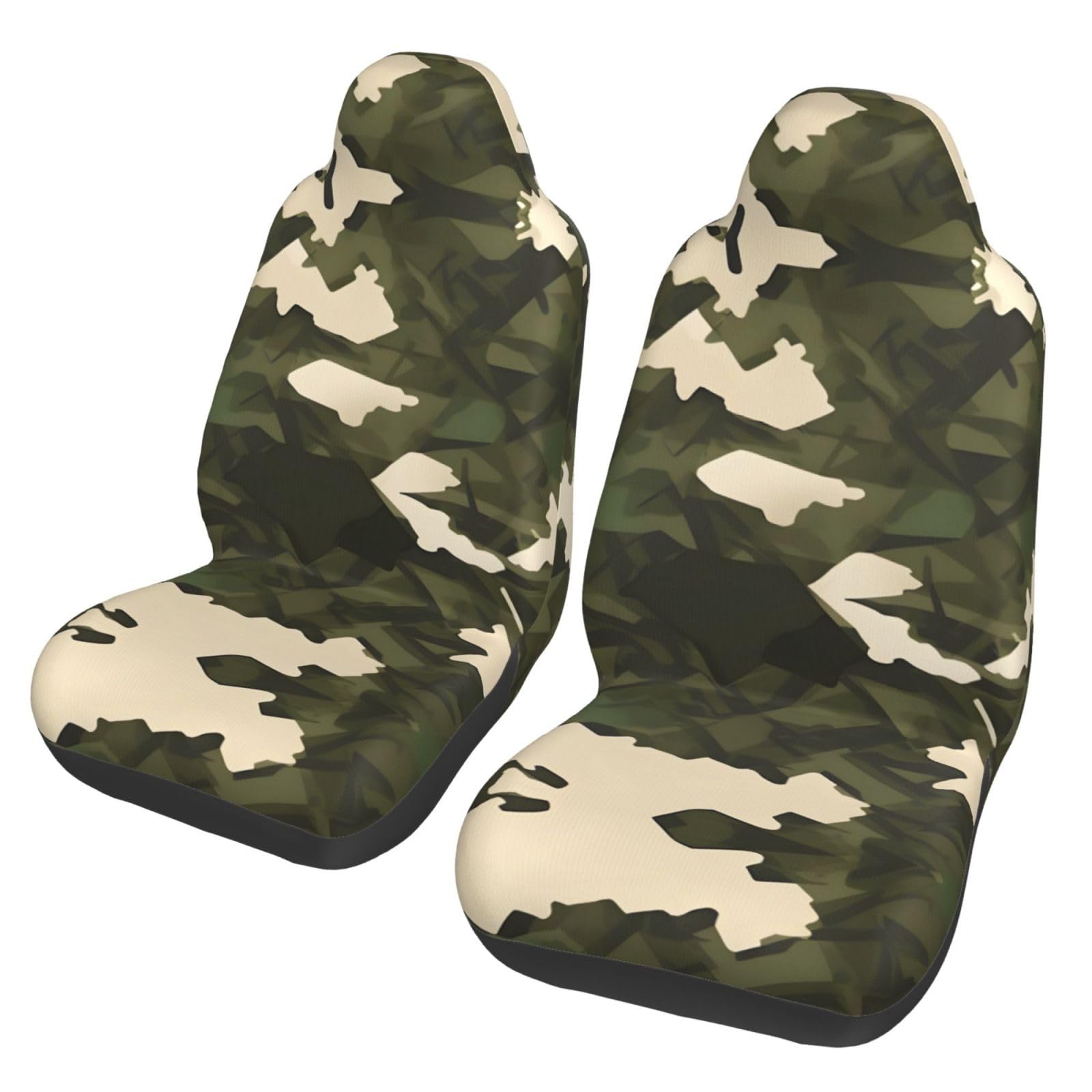 Army Camouflage Universal Car Seat Covers - Durable Front Seat Protectors for Cars, SUVs, Sedans & Trucks - Breathable Auto Interior Accessories for Outdoor Adventures & Military Style Enthusiasts