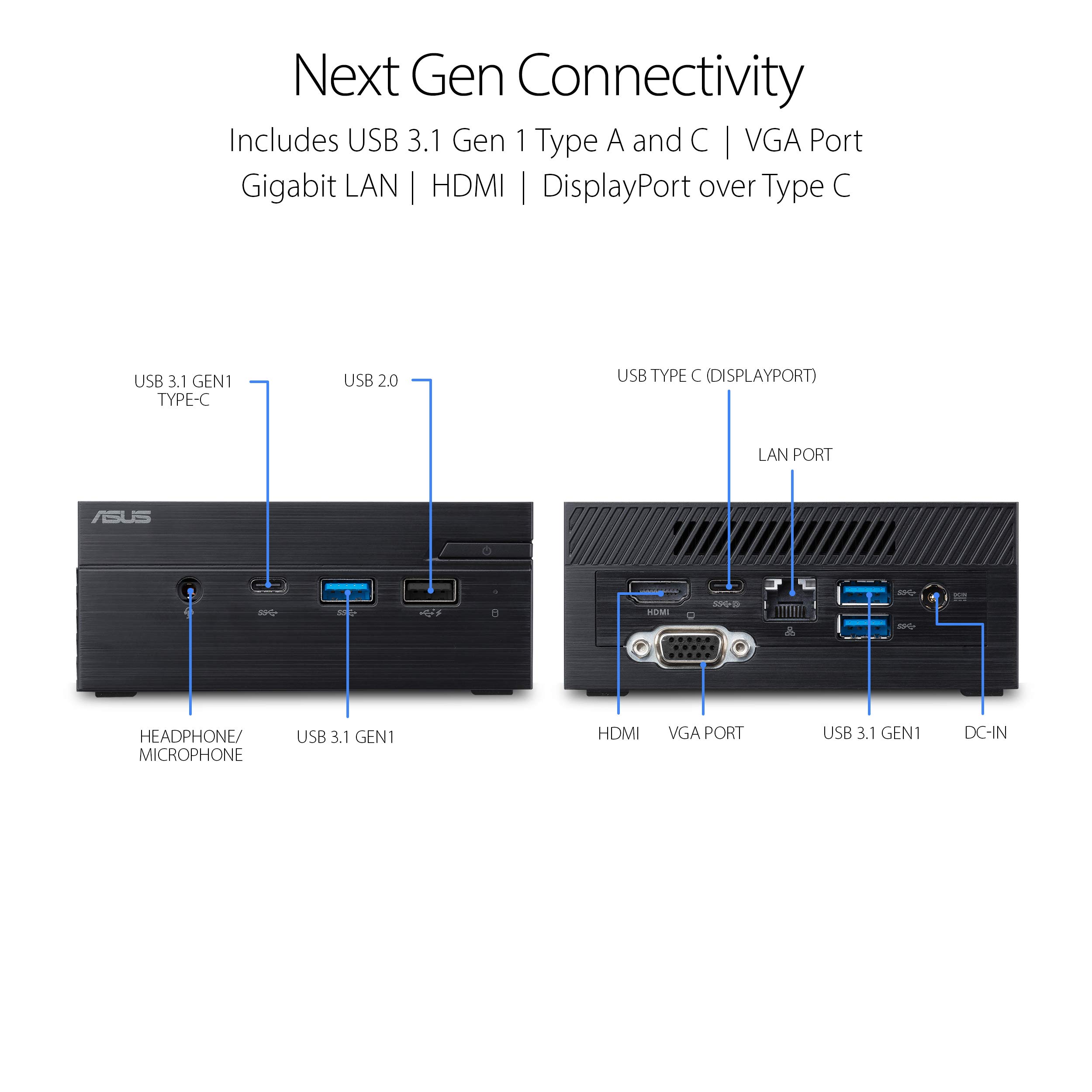 ASUS PN30 Mini PC Barebone with AMD E2-7015 Processor & Radeon R2 Graphics - Compact Desktop Computer with HDMI, USB-C, WiFi, Bluetooth, Gigabit LAN - Perfect for Home Office, Digital Signage & Space-Saving Workstations