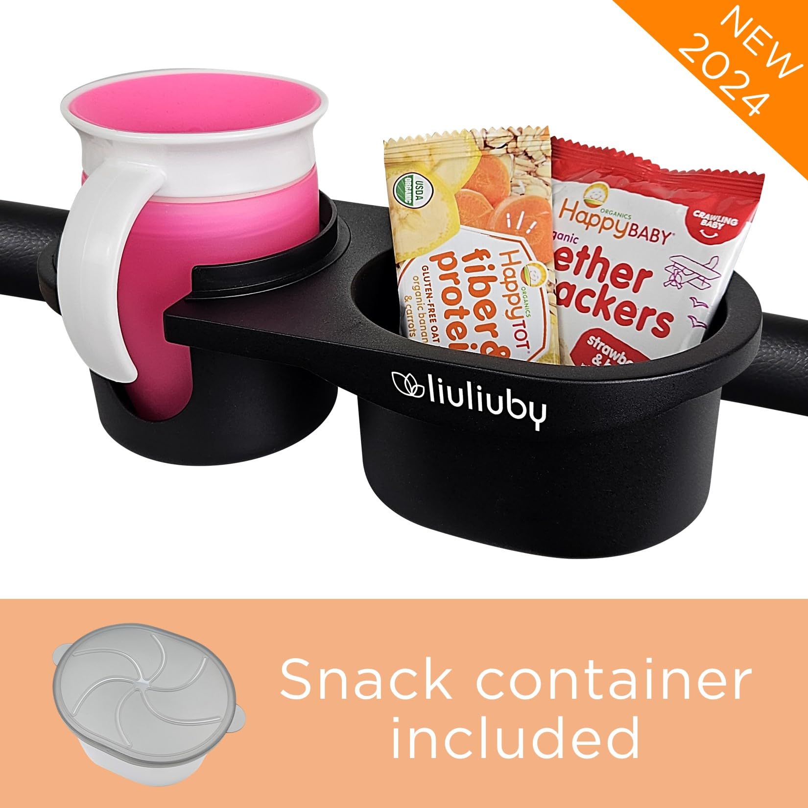 Universal Stroller Snack Tray Attachment - Adjustable Baby Stroller Cup Holder & Snack Tray for UppaBaby, Bugaboo, Nuna, Yoyo, Wagon, Wonderfold, Evenflo, Bob, Jogger - Perfect for On-the-Go Snacks & Drinks During Walks, Shopping & Travel