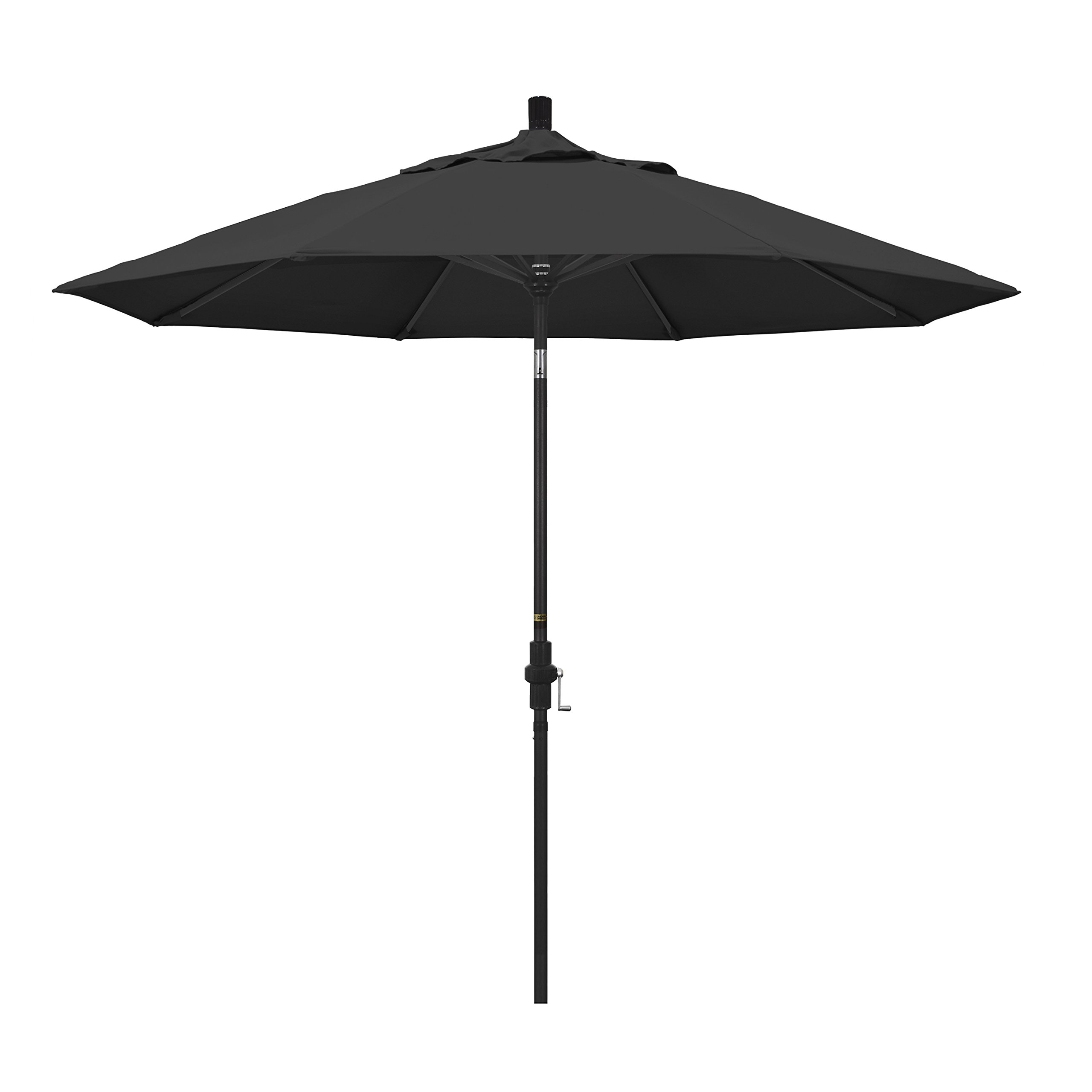 9' Round Aluminum Market Umbrella with Crank & Tilt - Black Pole for Patio & Outdoor Dining