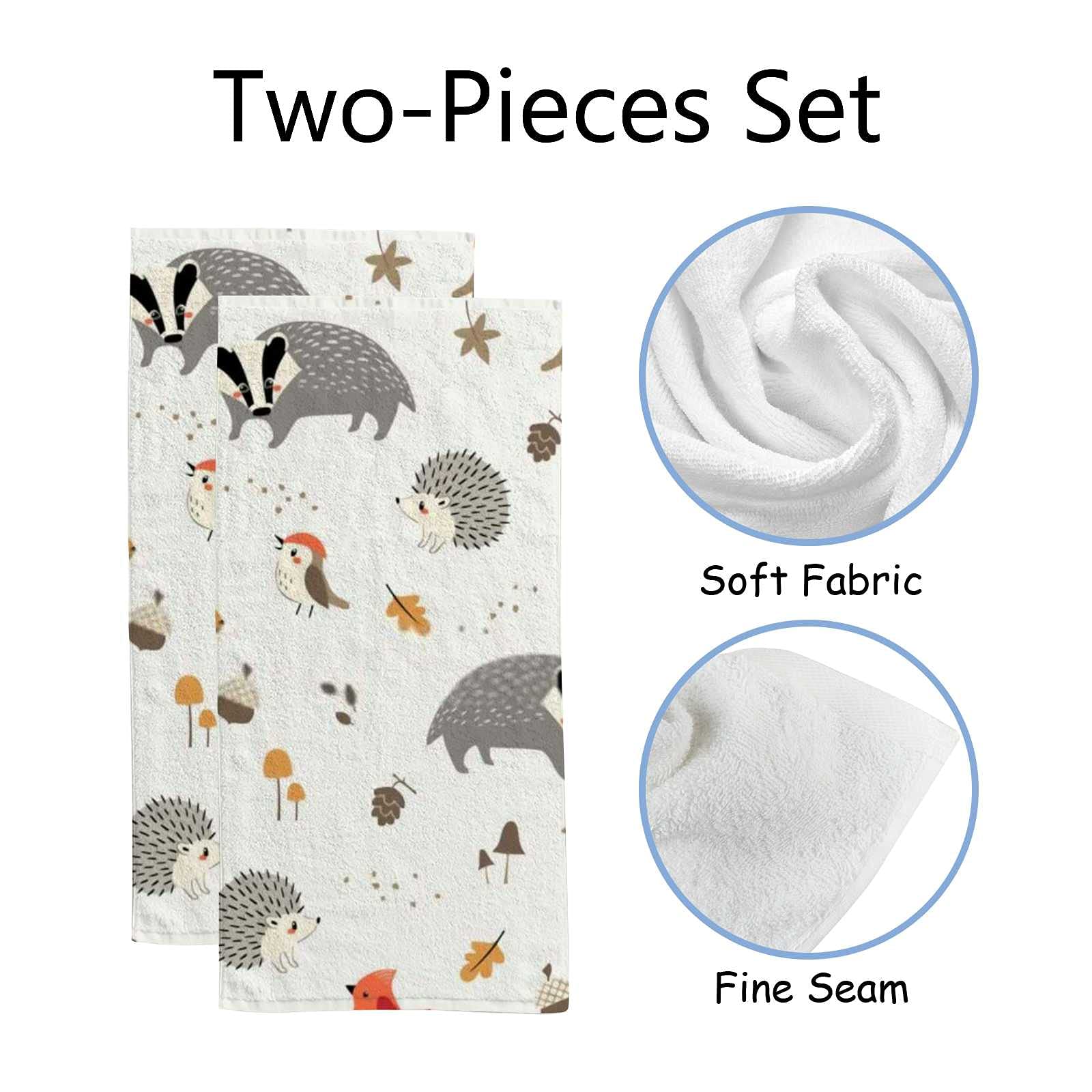 Cute Cartoon Kawaii Woodland Animals & Birds Microfiber Towel Set - 2 Pack 15