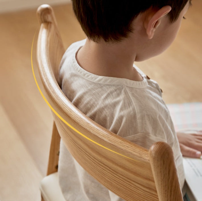 Adjustable Height Oak Solid Wood Kids Chair - Sturdy & Ergonomic Design for Study, Dining & Playtime