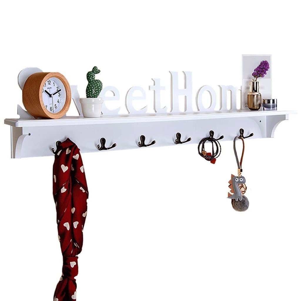 Wall-Mounted Coat Rack with 6 Sturdy Metal Hooks - Space Saving Entryway Organizer for Coats, Keys & Accessories - Perfect for Hallway, Bathroom, Bedroom & Living Room Storage (White)