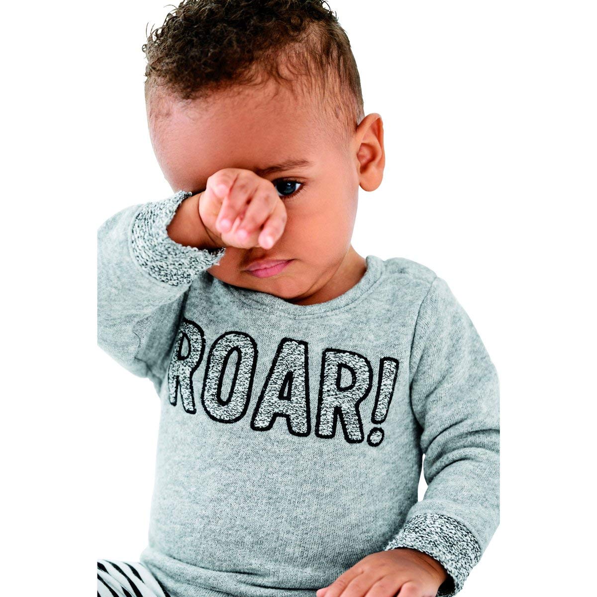 Carter's Infant Boys Gray Roar Baby Sweater Sweatshirt - Soft Cotton Pullover for Newborns & Toddlers - Perfect for Playdates, Family Photos & Cool Weather Outfits
