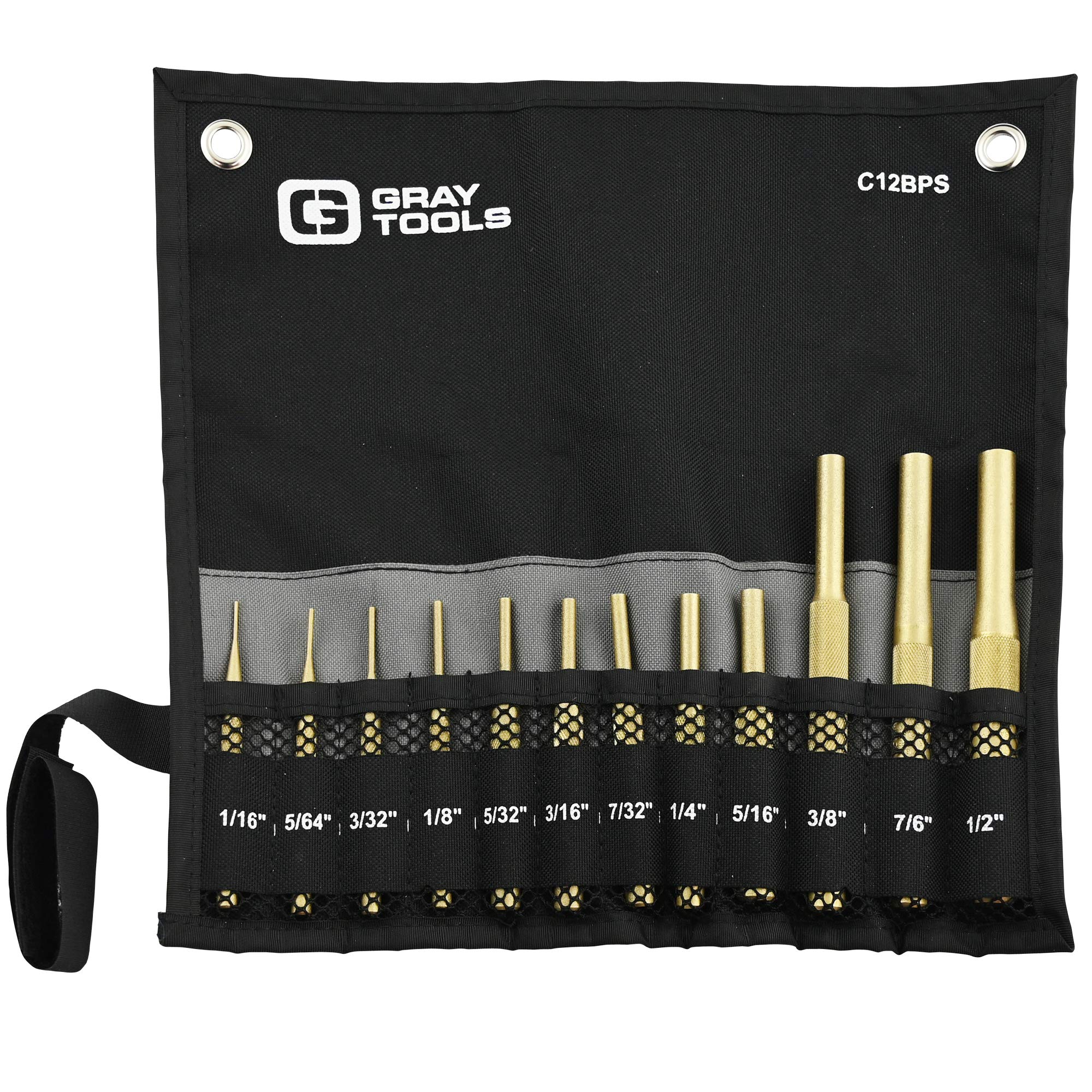 12-Piece Brass Pin Punch Set with Storage Pouch - Made in USA - Perfect for Automotive, Woodworking & Metalworking Projects