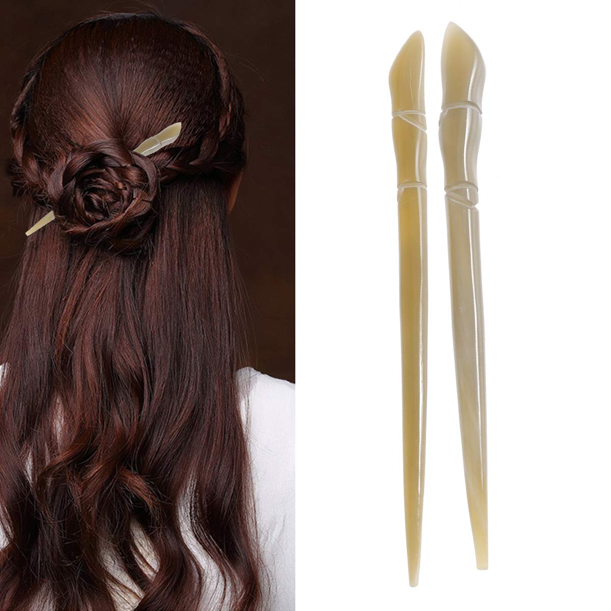 2pcs Chinese Hair Sticks - Decorative Hair Forks & Claw Clips for Women, Traditional Hair Bun Pins with Crystal Accents, Perfect for Weddings, Parties & Everyday Hairstyles