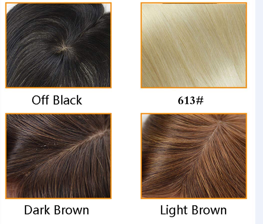 Remy Human Hair 6x6 Inch Large Silk Top Hair Crown Topper for Thinning Hair - 15