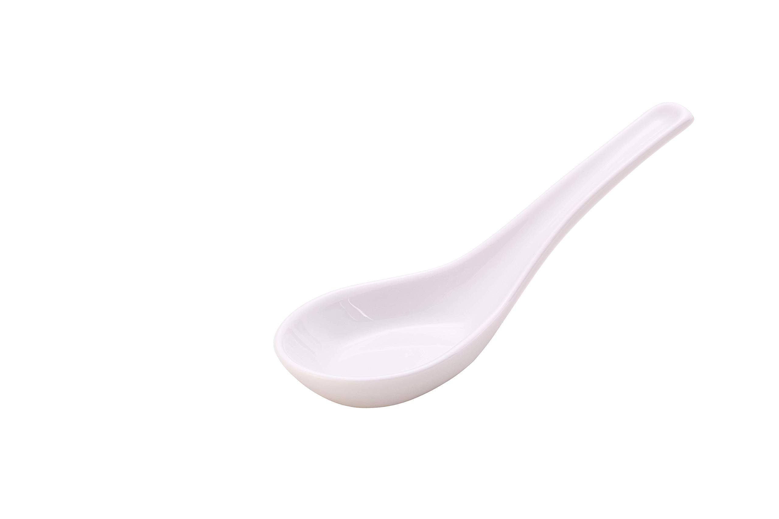 Premium Porcelain Soup Spoon Set - 6 White Ceramic Spoons 5.12