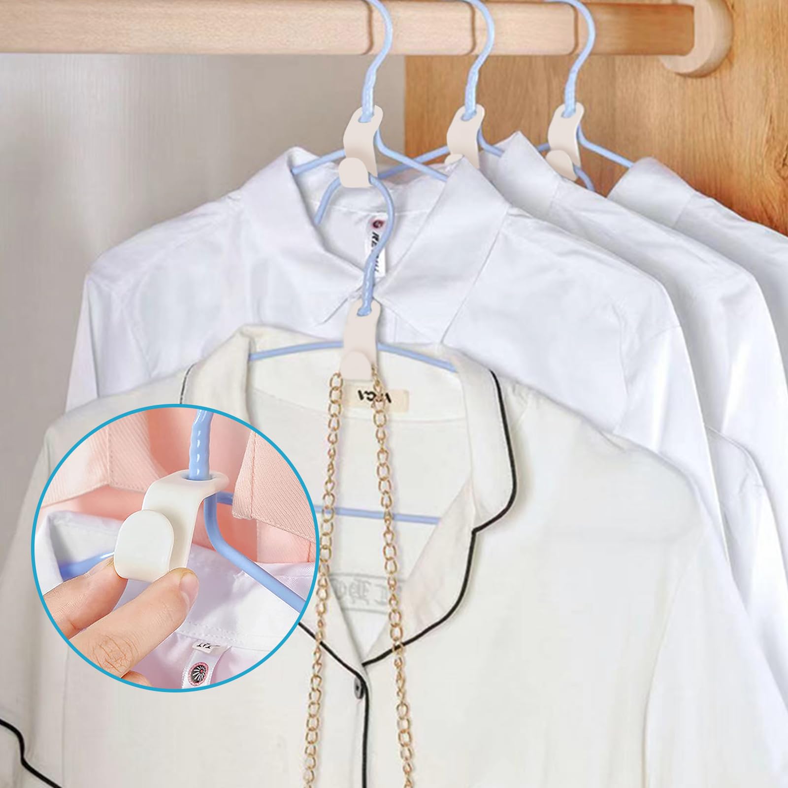 100 PCS Space Saving Hanger Hooks - Plastic Clothes Organizer for Storage & Closet