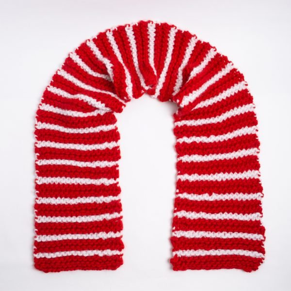 DIY Candy Cane Scarf Knitting Kit for Beginners - Soft Yarn & Easy Knitting Needles - Perfect for Christmas Gifts & Winter Crafts