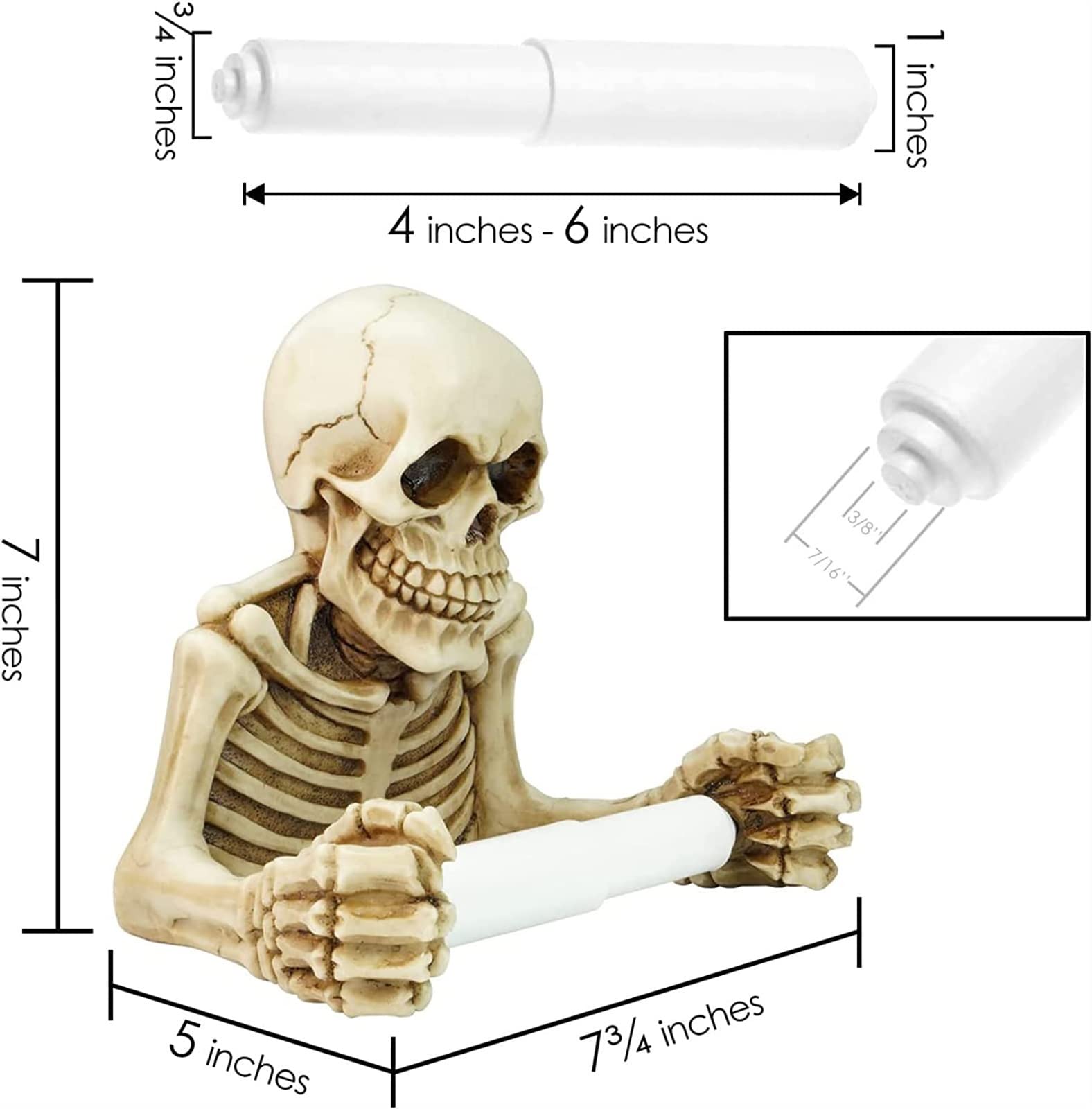 Gothic Skull Toilet Paper Holder - Wall Mounted Paper Towel Roll Storage Stand - Halloween Bathroom Decor for Spooky Home & Party Accessories