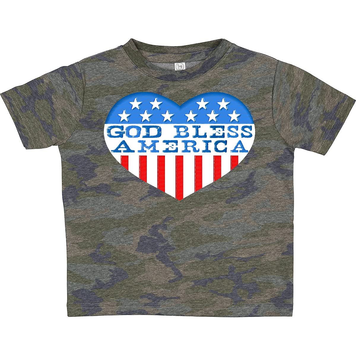 Inktastic God Bless America Heart Toddler T-Shirt - Patriotic Baby Clothes for Boys & Girls - Perfect for 4th of July, Memorial Day & Independence Day Celebrations