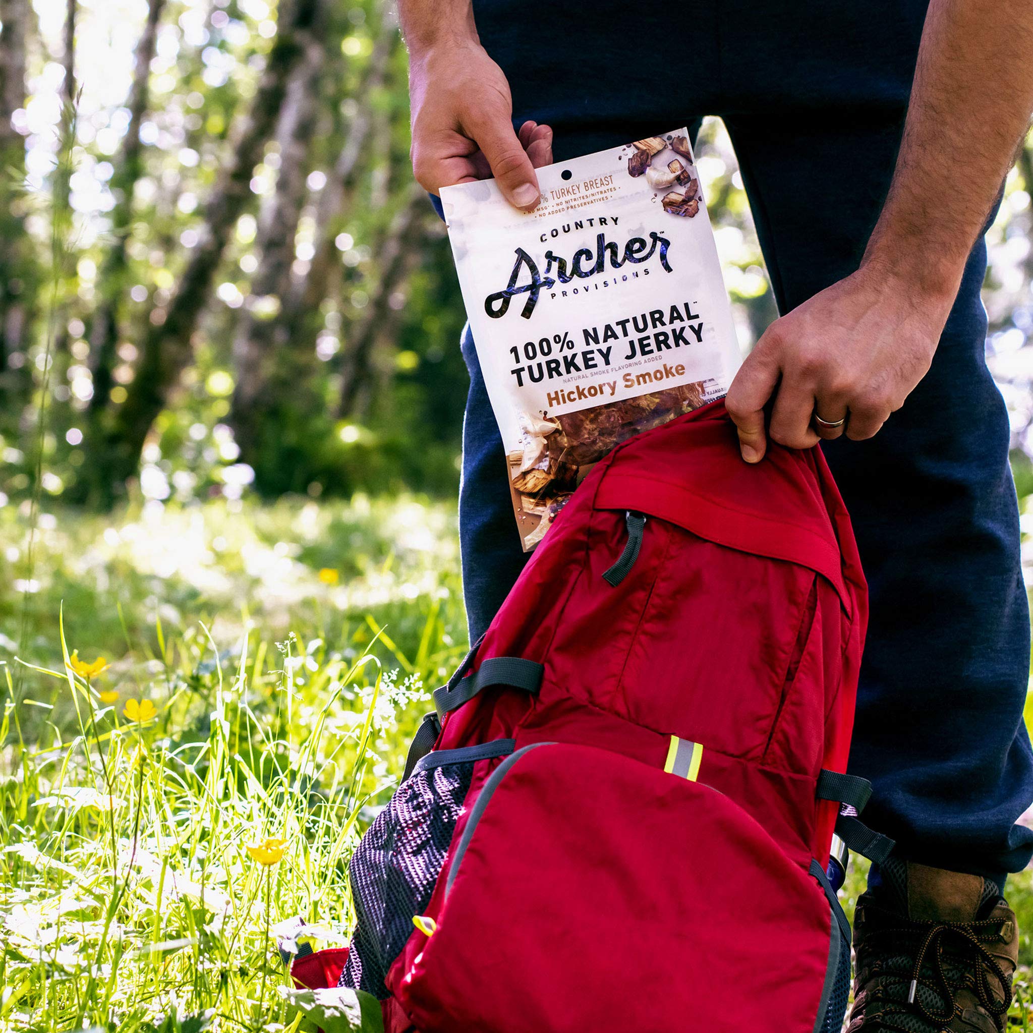 Country Archer Hickory Smoke Turkey Jerky - Antibiotic Free, Gluten Free, 7oz | High Protein Snack for Hiking, Camping & Keto Diet | Healthy On-the-Go Food