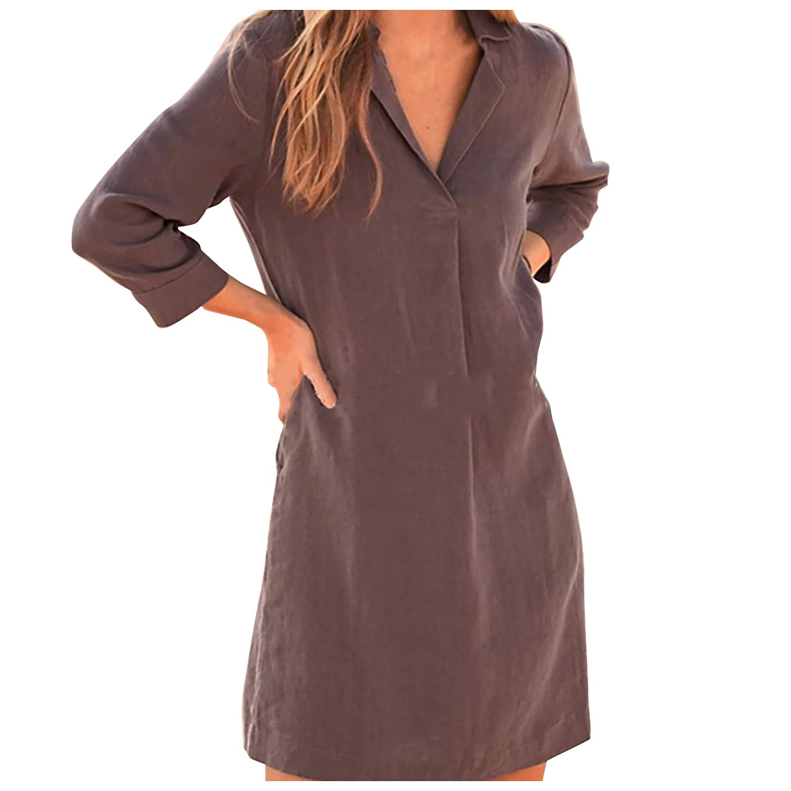 SERYU Women’s Plus Size Solid Linen Dress with Pockets - Casual Loose Fit Long Maxi Dress for Summer Beach, Vacation & Everyday Wear