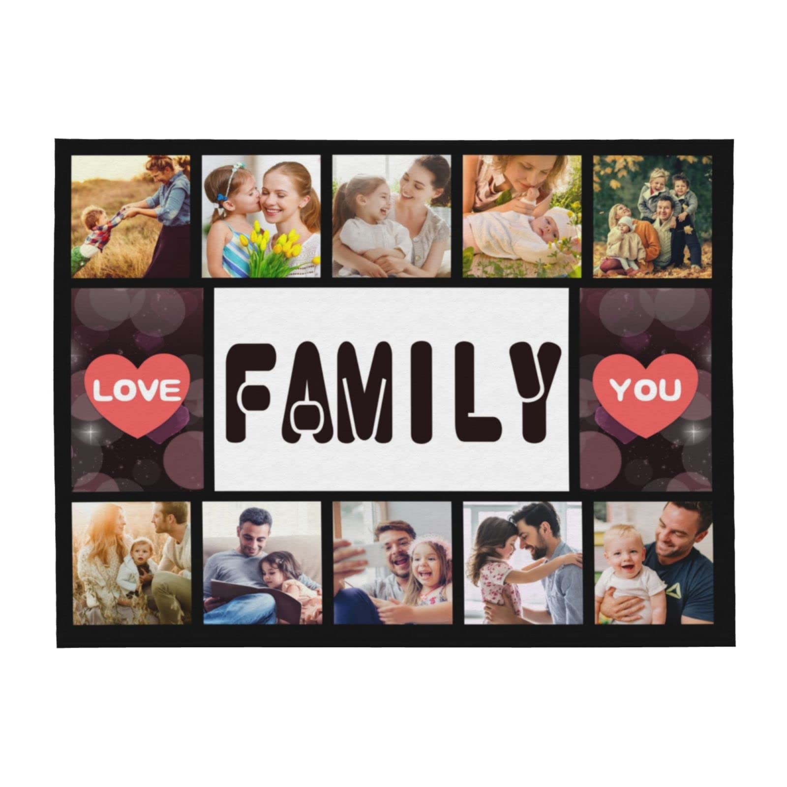 Personalized Family Photo Blanket - Custom Throw Blanket with 10 Photos - Perfect Gift for Mother's Day, Father's Day, Birthday & Anniversary - Cozy Home Decor for Living Room, Bedroom & Family Gatherings