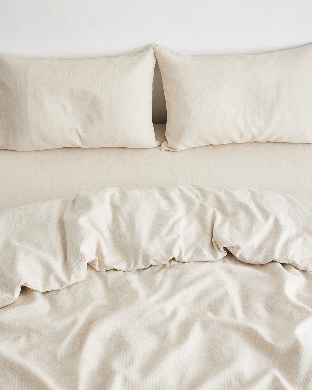 Premium 100% French Flax Linen Duvet Cover - Oatmeal & White Stripe - Soft & Breathable Bedding Set for All Seasons - Perfect for Master Bedroom, Guest Room & Vacation Homes