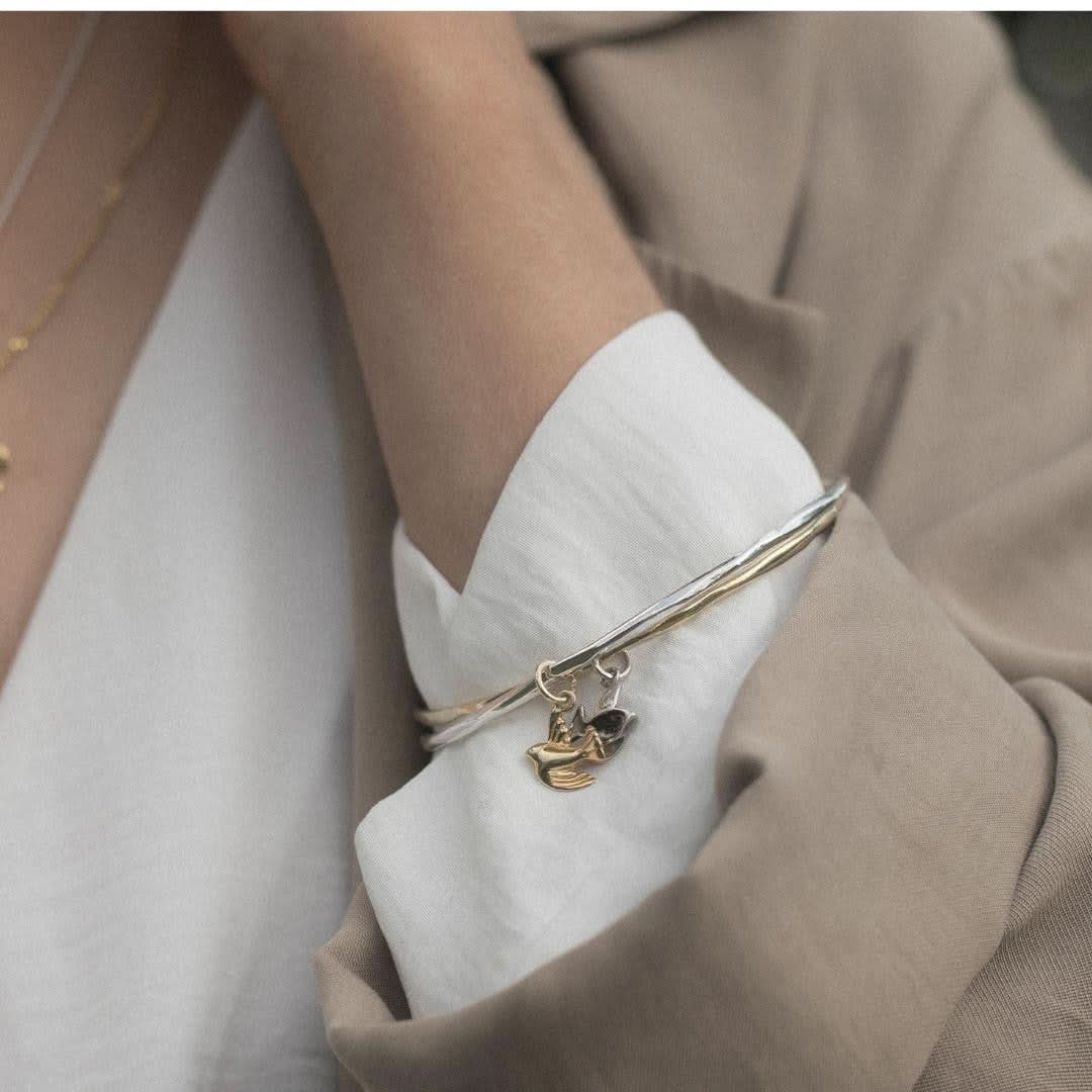 Elegant Bird Bangle Bracelet - 18K Gold & Sterling Silver Jewelry for Women | Perfect for Parties, Weddings & Everyday Wear