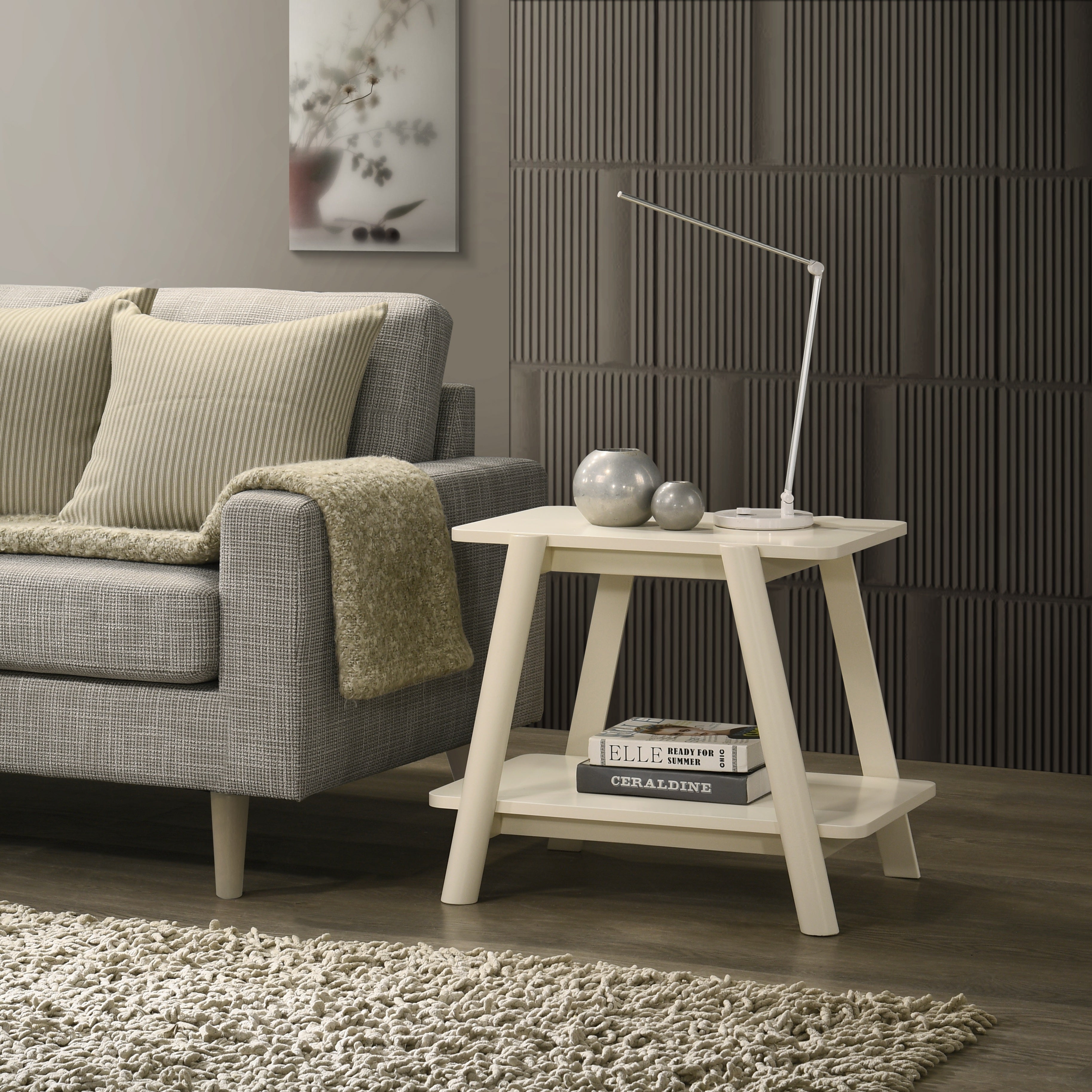 Mid Century Modern Wood Shelf End Table by Roundhill Furniture - Stylish Side Table for Living Room, Bedroom & Office Decor
