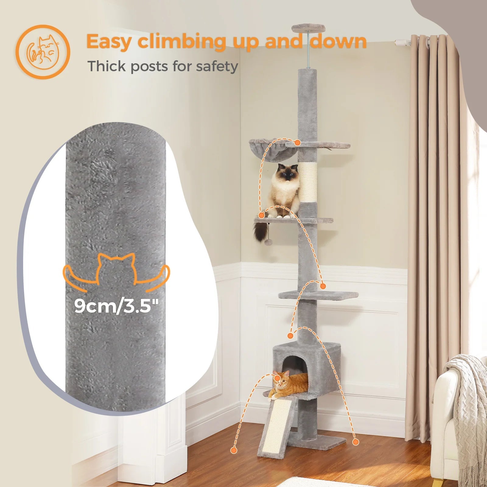 Premium Cat Scratching Post with Condo Bed - 32