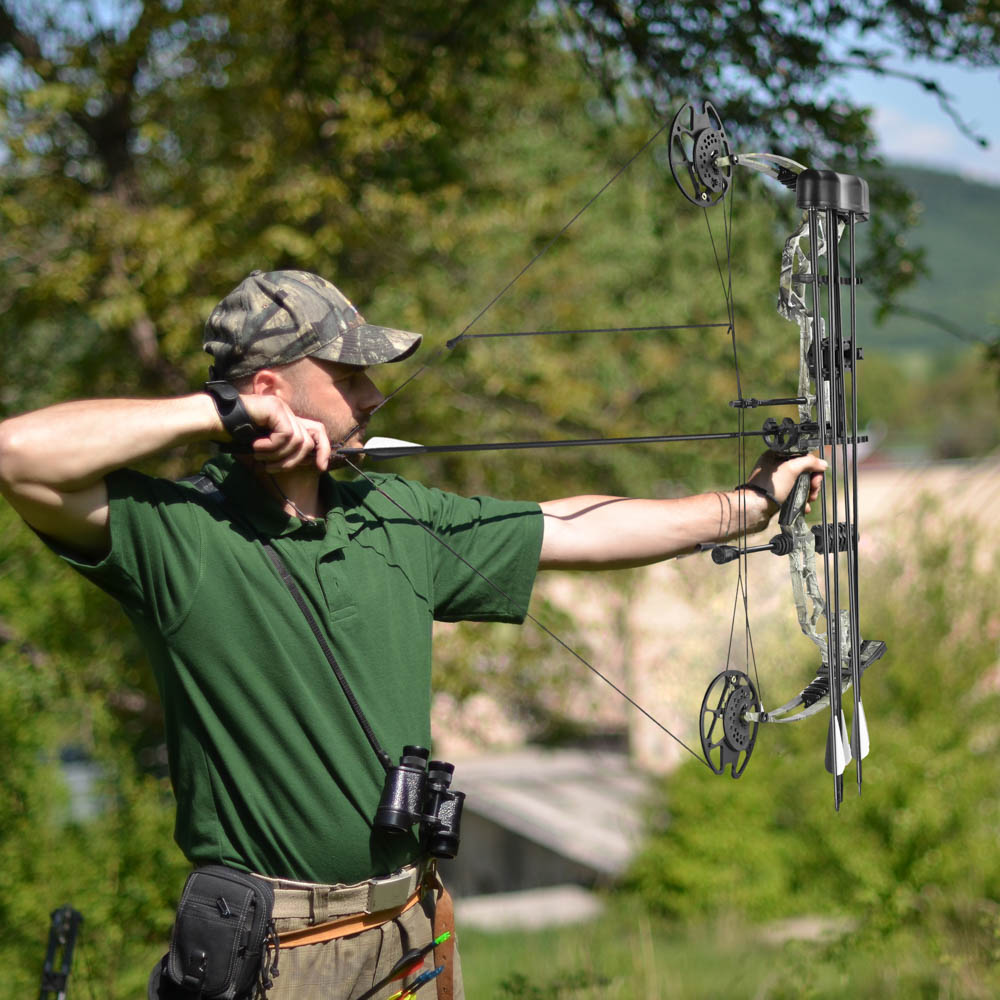 Premium Compound Bow Set with 12 Carbon Arrows - Adjustable Draw Weight for Hunting & Target Practice | Ideal for Beginners & Outdoor Enthusiasts