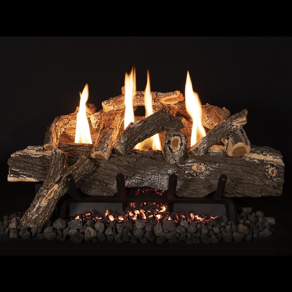 Weathered Oak Vent Free Gas Logs for Indoor Fireplace - Realistic Grand Canyon Style for Cozy Home Ambiance