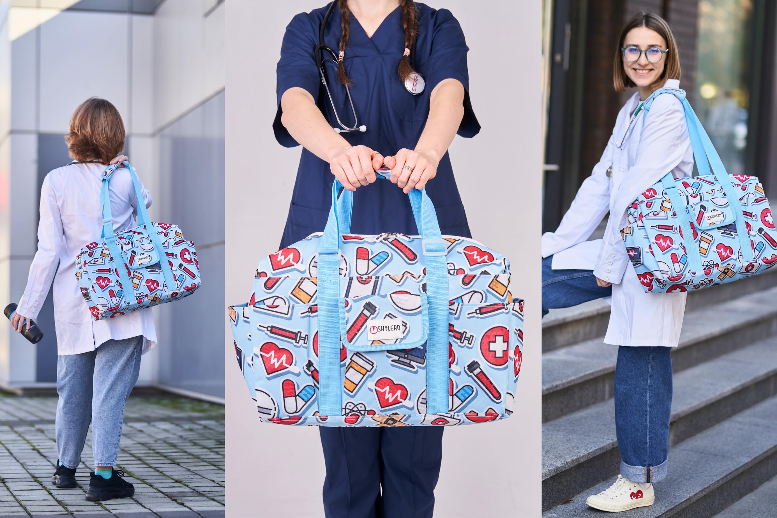 SHYLERO Nurse Bag with 21 Pockets - Large Waterproof Medical Tote for Nurses & Healthcare Professionals | Perfect for Hospitals, Clinics & Daily Commute