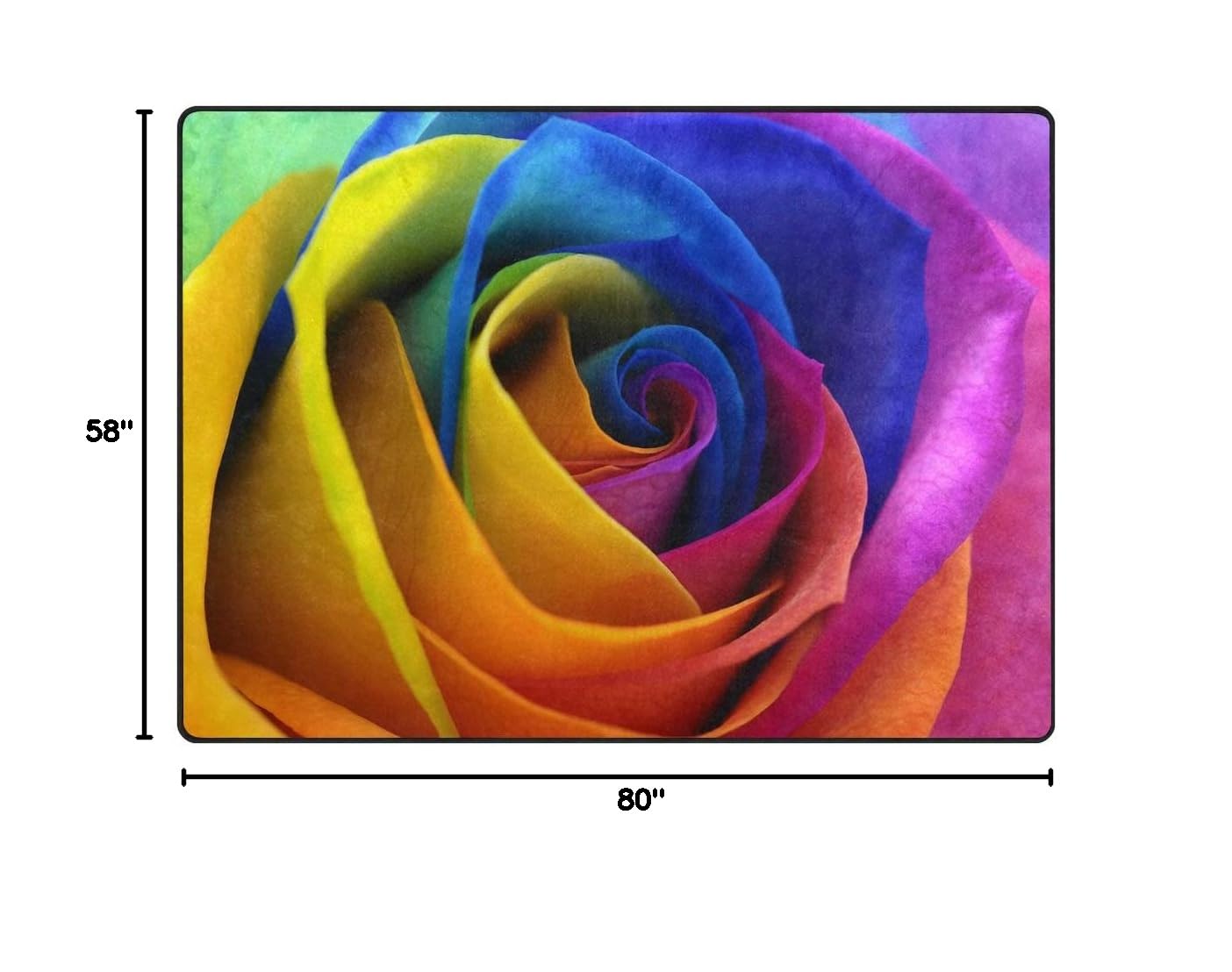 ALAZA Happy Rose Flower Rainbow Area Rug 7' x 5' - Soft Non-Slip Living Room & Bedroom Carpet - Perfect for Boho Decor, Nursery, Dorm Room & Home Office
