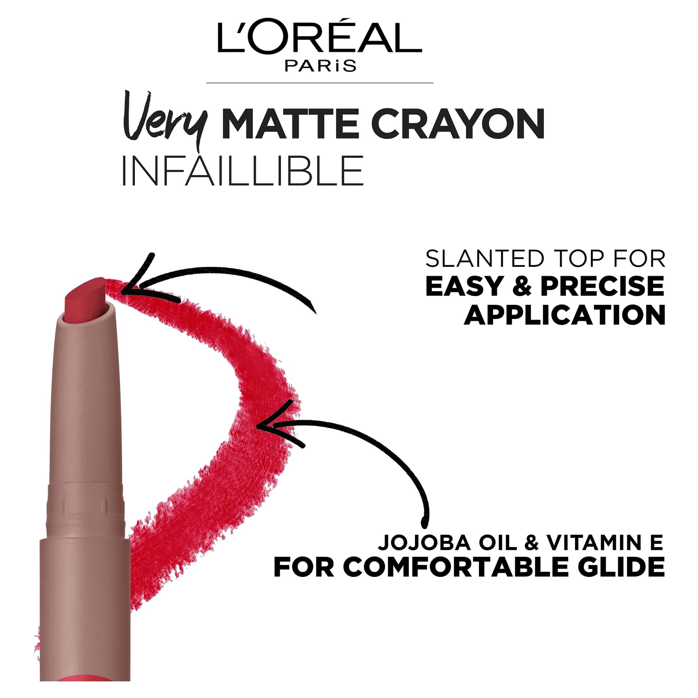 L'Oréal Paris Matte Lip Crayon - 104 Smart Cookie Nude Lipstick | Long-Lasting, Moisturizing Matte Finish | Perfect for Everyday Wear & Special Occasions