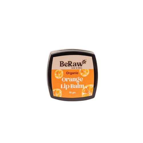 BeRaw Organic Orange Essential Oil Lip Balm - Natural Moisturizer for Dry, Chapped Lips - 10g | Vegan, Cruelty-Free | Perfect for Winter Care & Daily Hydration
