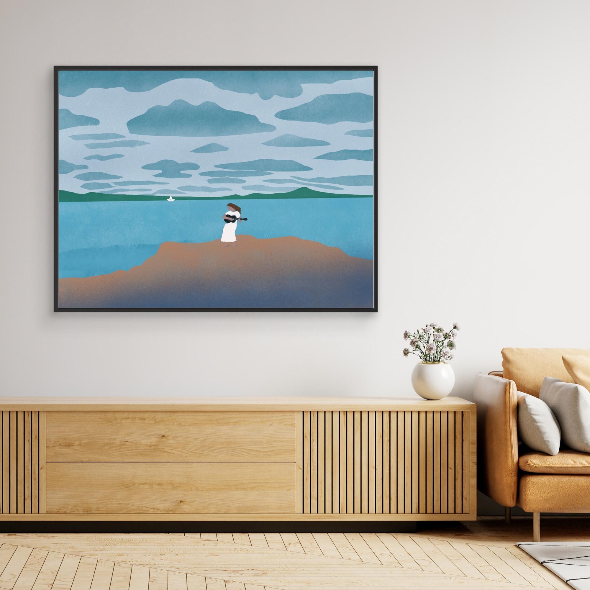 Little Dean Canvas Print - Sailing with My Guitar Wall Art for Home & Office Decor | Perfect for Living Room, Bedroom, or Gift