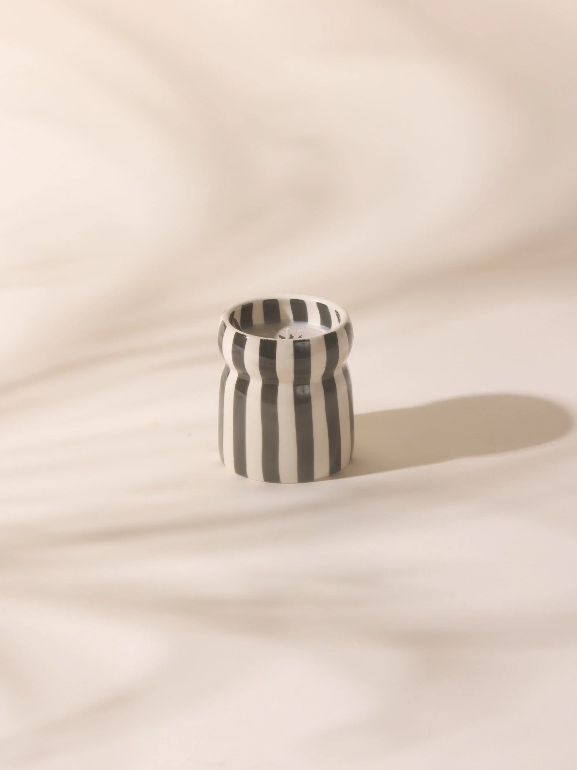 Paddywax Cabana Striped Ceramic Candle with Lava Stone - Scented Home Decor for Relaxation, Aromatherapy & Cozy Ambiance in Living Room, Bedroom or Bathroom