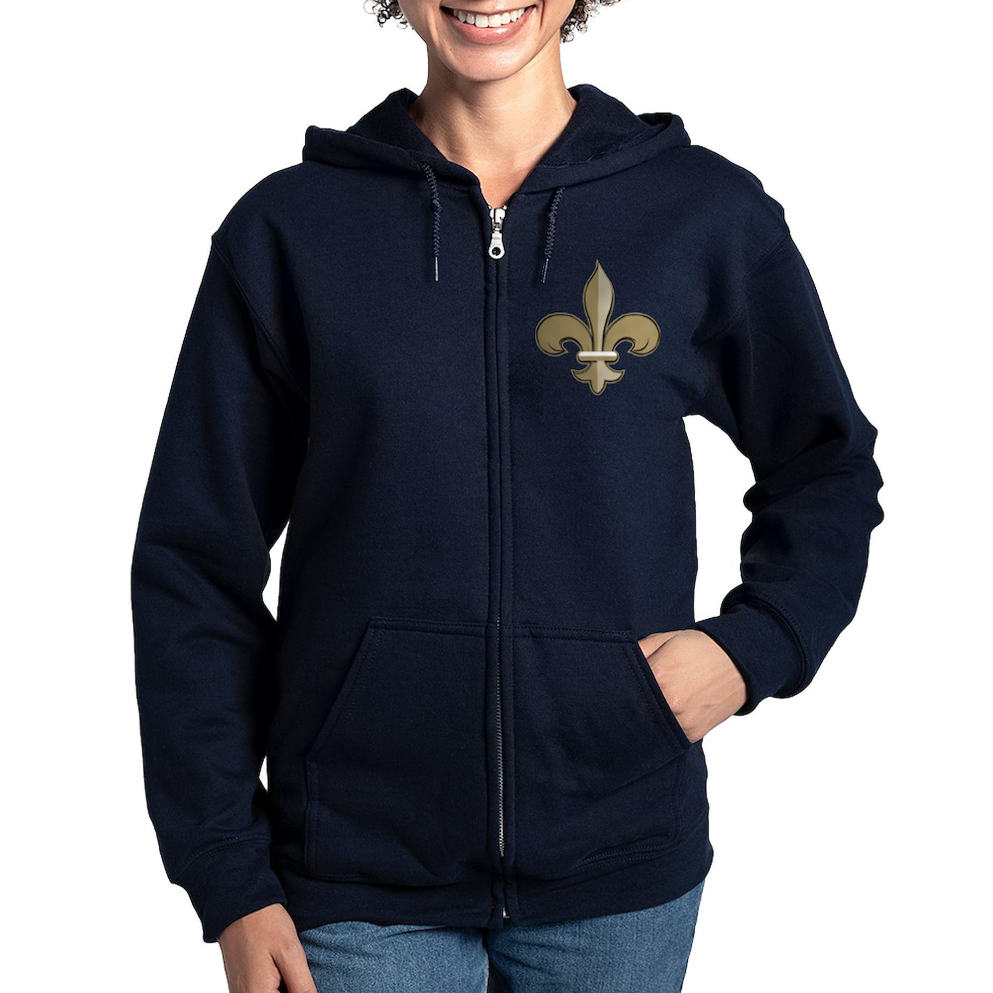 Fleur De Lis Black Gold Women's Zip Hoodie - Stylish Zip-Up Sweatshirt for Women | Perfect for Casual Wear, Gym, and Outdoor Activities