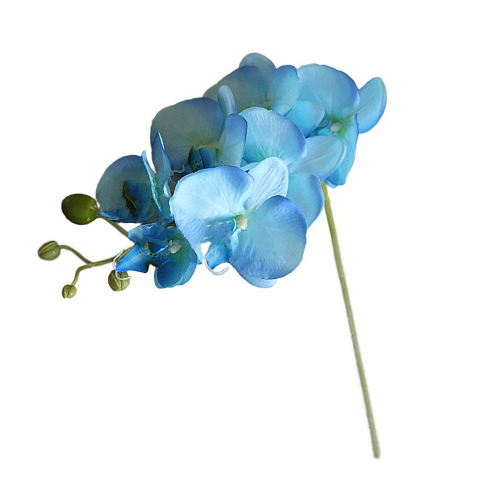 Premium Artificial Butterfly Orchid Flower Bouquet - Grey990 Fake Phalaenopsis for Wedding, Home & Office Decor - Elegant Blue Floral Arrangement for Centerpieces, Tablescapes & Event Styling