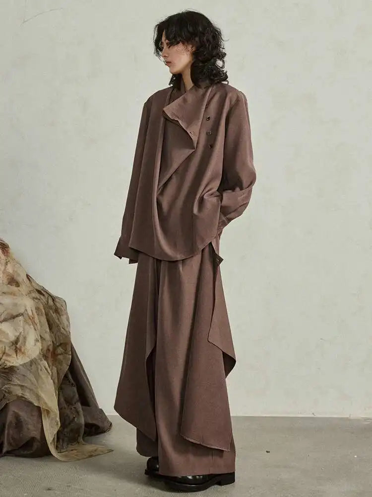 Women's Big Size T-Shirt & Wide Leg Pants Two-Piece Set - 2025 Trendy Turtleneck Long Sleeve Outfit for Spring & Autumn | Plus Size Casual Wear for Work, Travel & Everyday Fashion