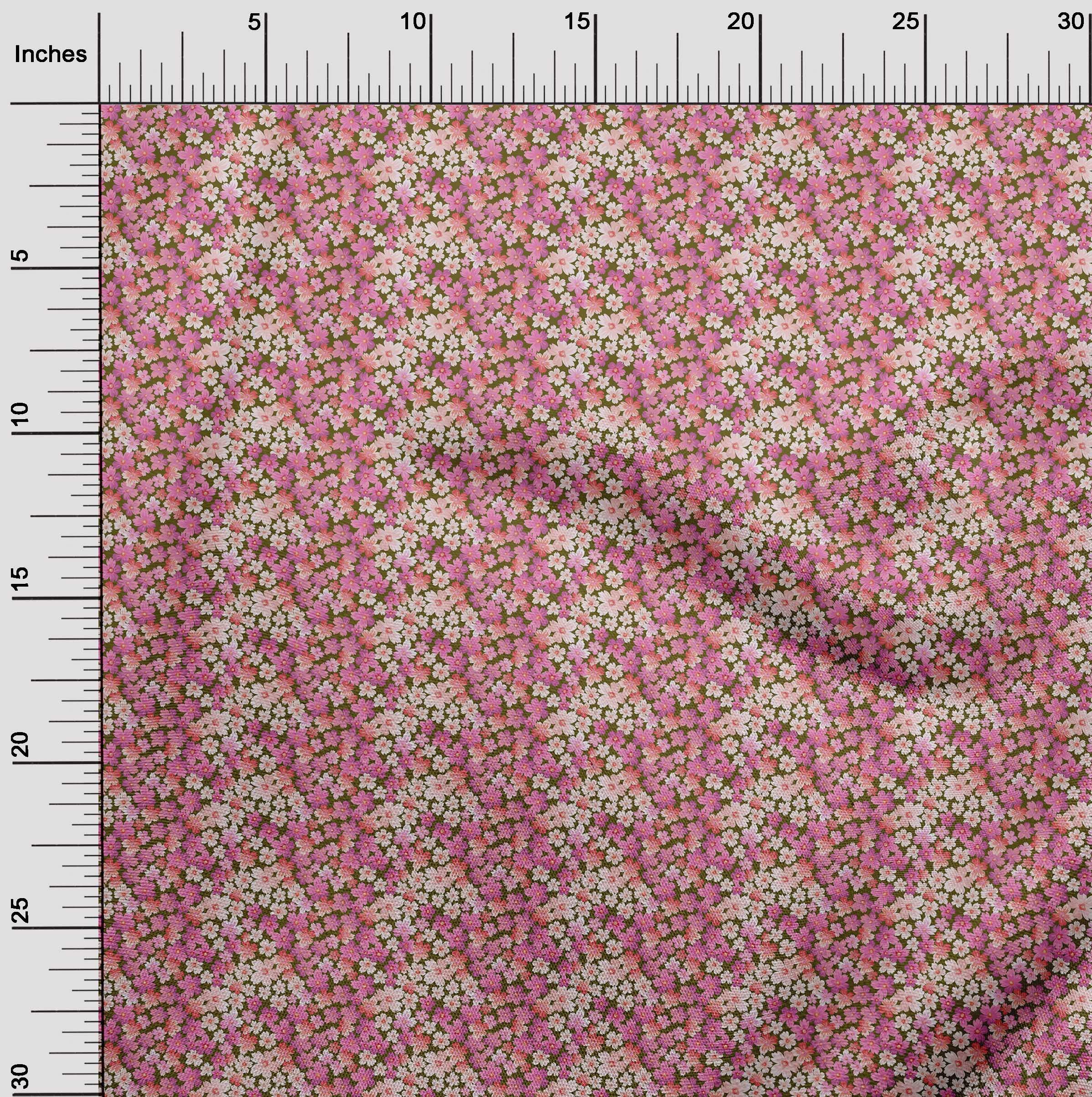 oneOone Silk Tabby Pink Floral Print Fabric by The Yard - 42 Inch Wide Premium Dress Material for DIY Fashion & Home Decor Projects