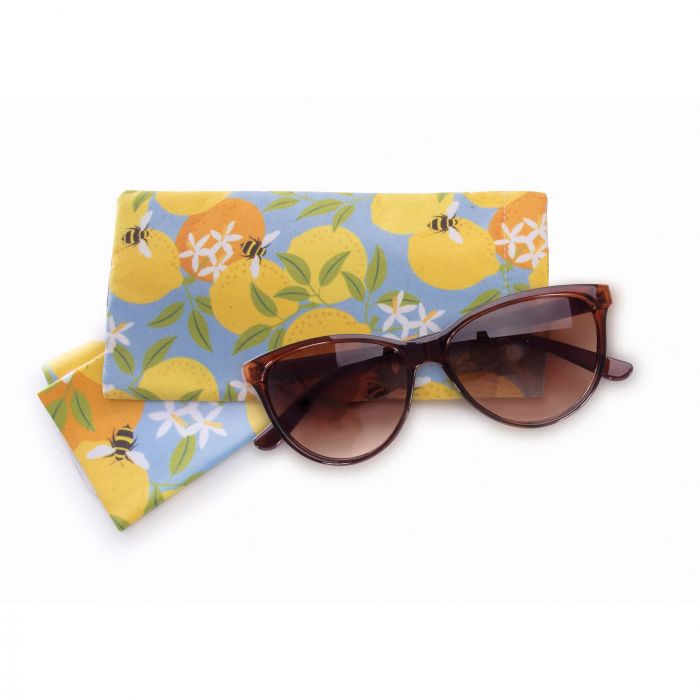 IS Gift Snap Shut Glasses Case with Cleaning Cloth - Bees Design - Perfect for Eyeglass Storage, Travel & Protection - Durable Hard Shell Sunglass Holder for Men & Women