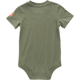 Baby Boys Short Sleeve Deer Print Bodysuit - Soft Cotton Romper in Dusty Olive | Perfect for Playtime, Photo Shoots & Everyday Wear