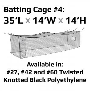 JUGS #4 Baseball Softball Practice Cage with Twisted Knotted Polyethylene #42 Net - 35 x 14 x 14 Inches | N4000 | Perfect for Backyard Training & Team Drills
