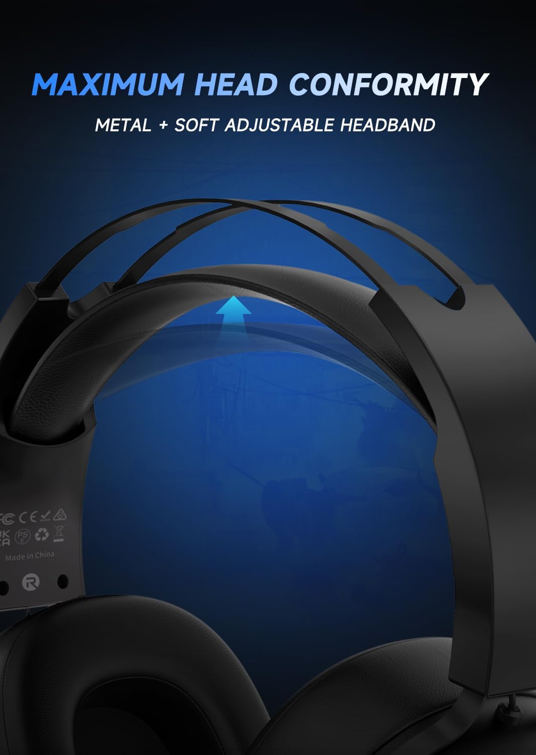 RYR USB Gaming Headset for PC & PS5 - Noise Cancelling Mic, 7.1 Surround Sound, RGB Lighting, 50mm Drivers - Wired Headphones for PS4, Mac, Laptop (Black) | Perfect for Competitive Gaming & Streaming