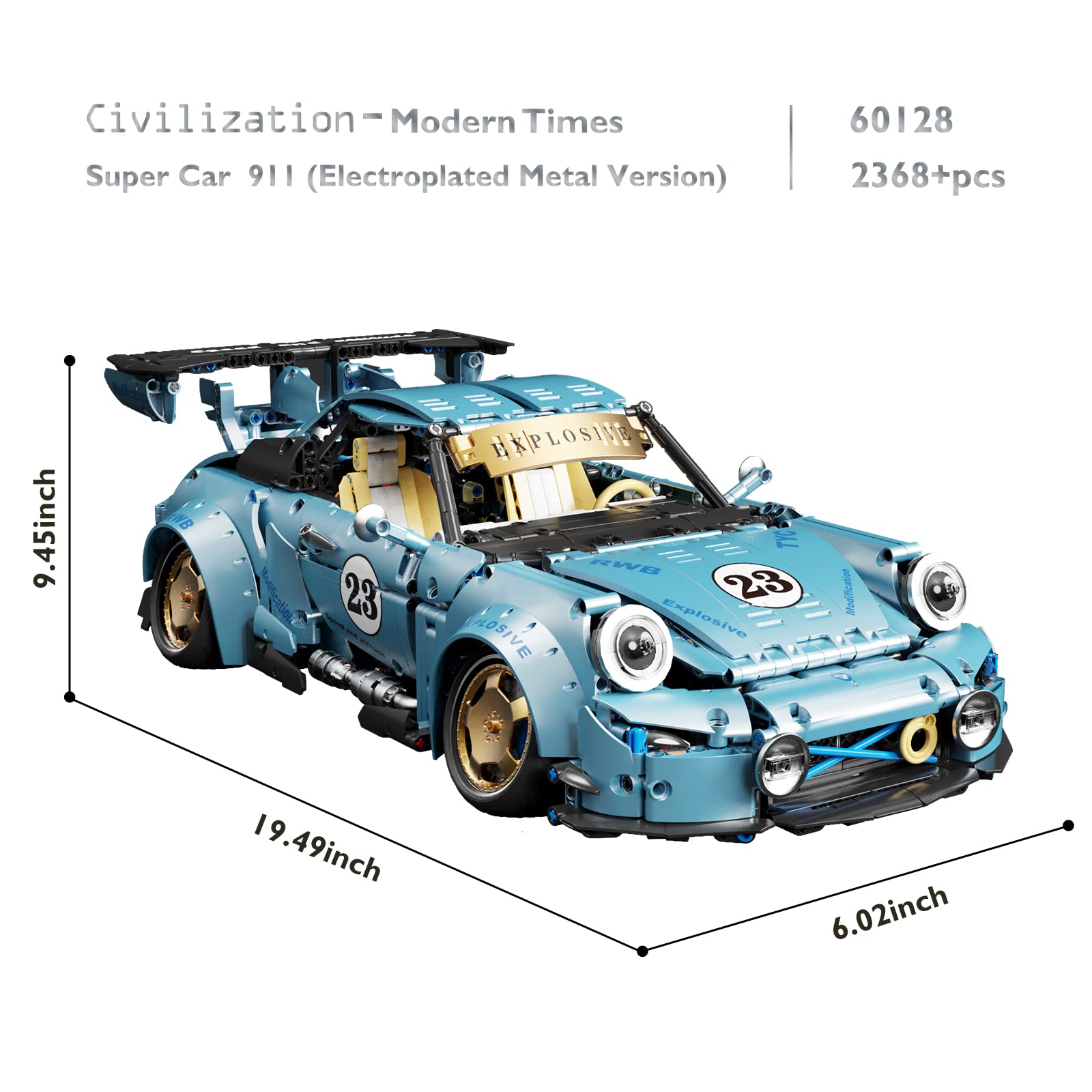 JMBricklayer Technic 60128 Building Blocks Kit - Advanced Construction Car Model for Adults & Teens (Ages 10-16) | Super Sports Car Toy for Boys | Perfect STEM Gift for Car Enthusiasts & Collectors | Great for Display, DIY Projects & Creative Play