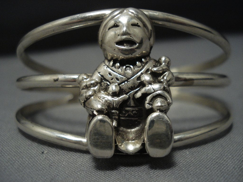 Vintage 3D Sterling Silver Navajo Cuff Bracelet - Authentic Native American Jewelry for Women - Perfect for Boho Fashion, Western Style & Special Occasions