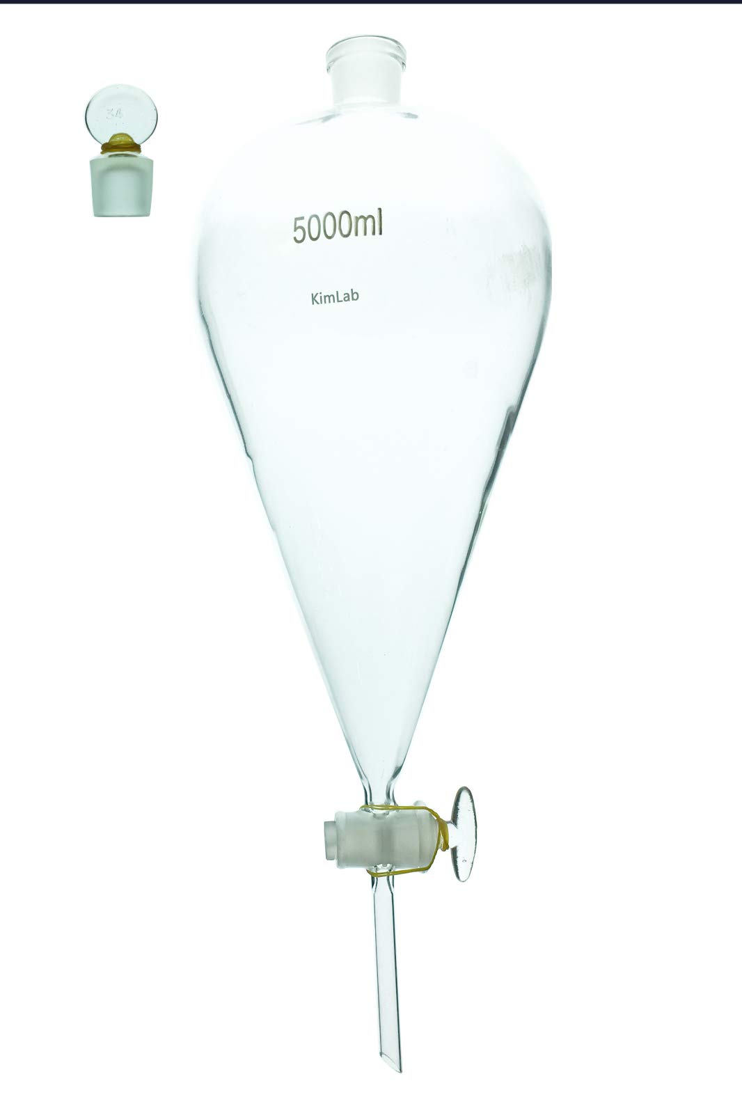 5000ml Glass Conical Separatory Funnel with Glass Stopcock - Lab Equipment for Liquid Extraction, Chemical Separation & Essential Oil Distillation - Perfect for Chemistry Labs, Home Brewing & DIY Essential Oils